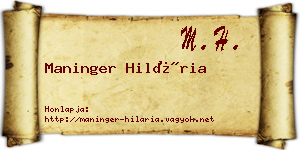 Maninger Hilária névjegykártya